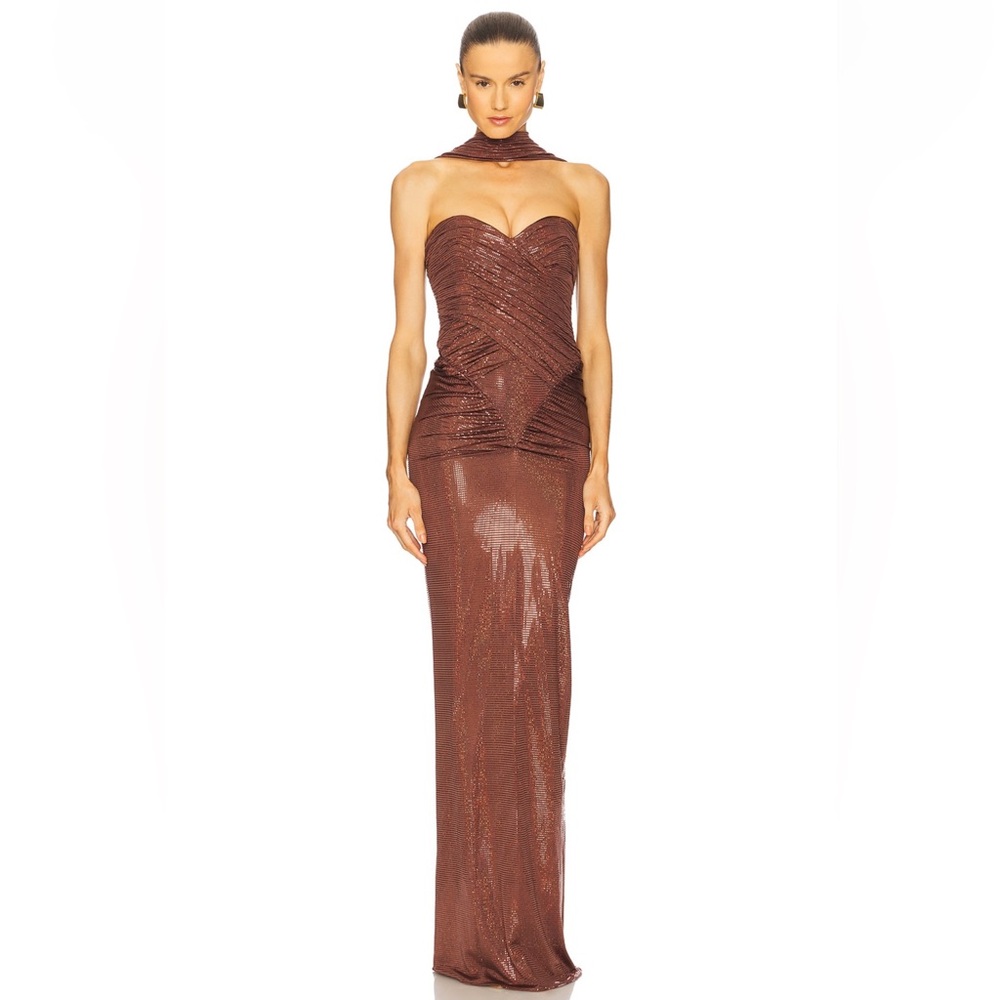 The New Arrivals By Ilkyaz Ozel - Samsara Dress in Bitter Negroni